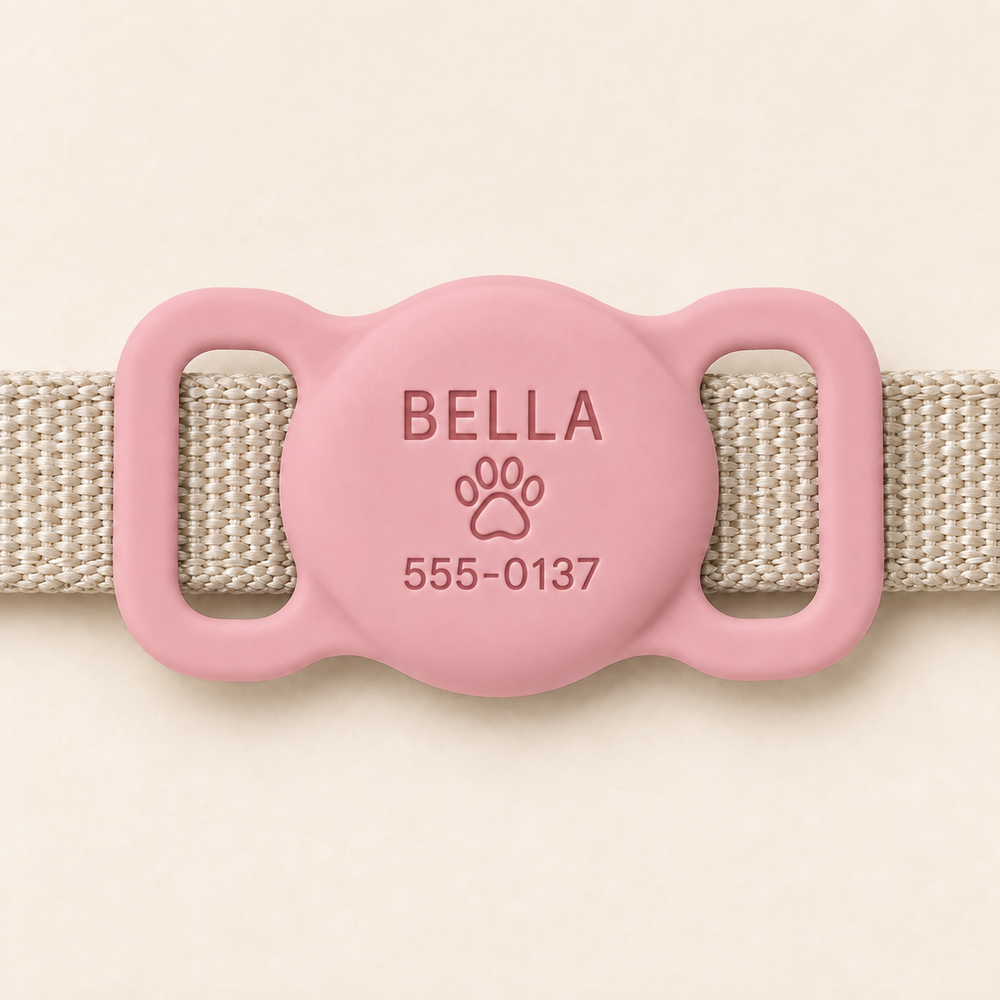Personalized AirTag Pet Collar Case – Pink