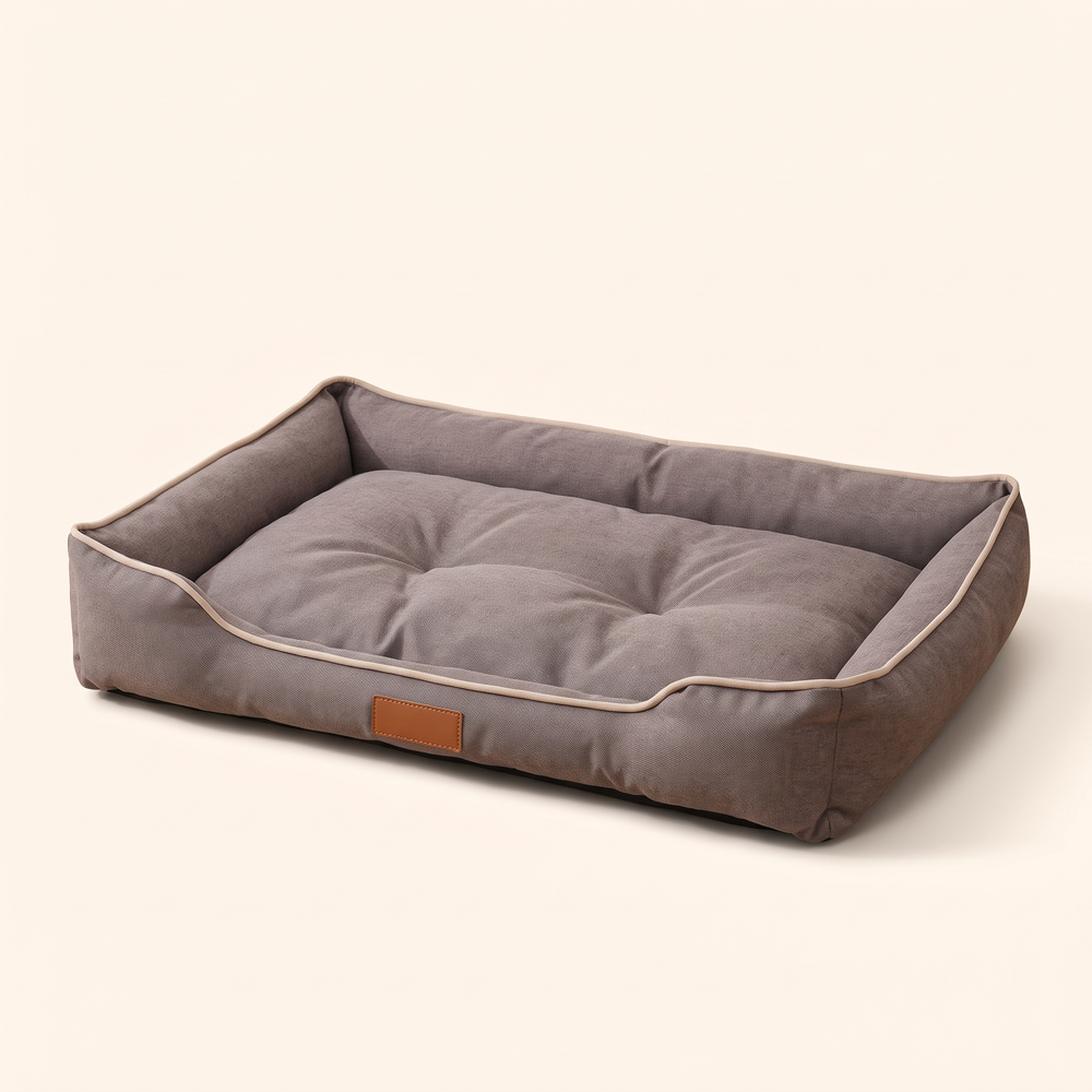 Large dog sofa bed in square gray