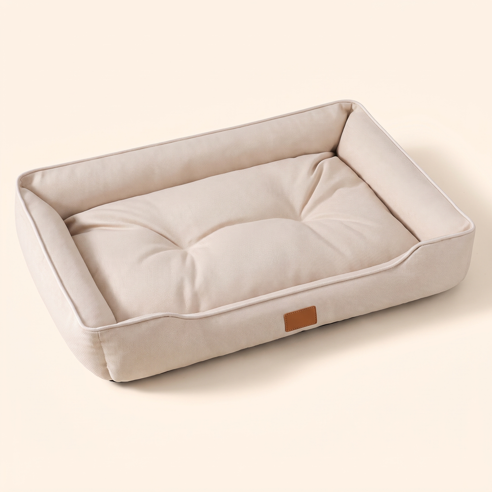 Large dog sofa bed in square khaki