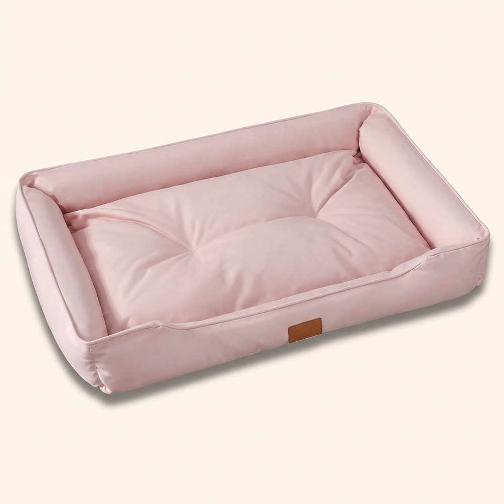 Large dog sofa bed in square pink