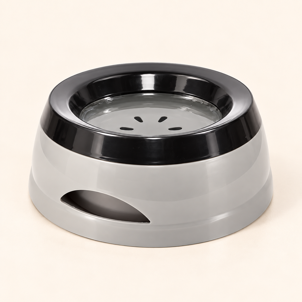 No-Spill Pet Water Bowl – Gray