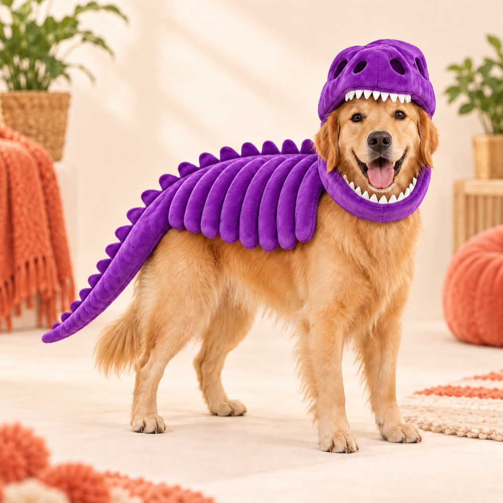 Plush Dinosaur Skeleton Pet Costume – Green, photo 2