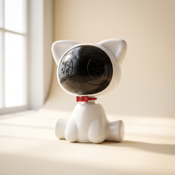 360 degree automatic laser cat toy on cream studio background