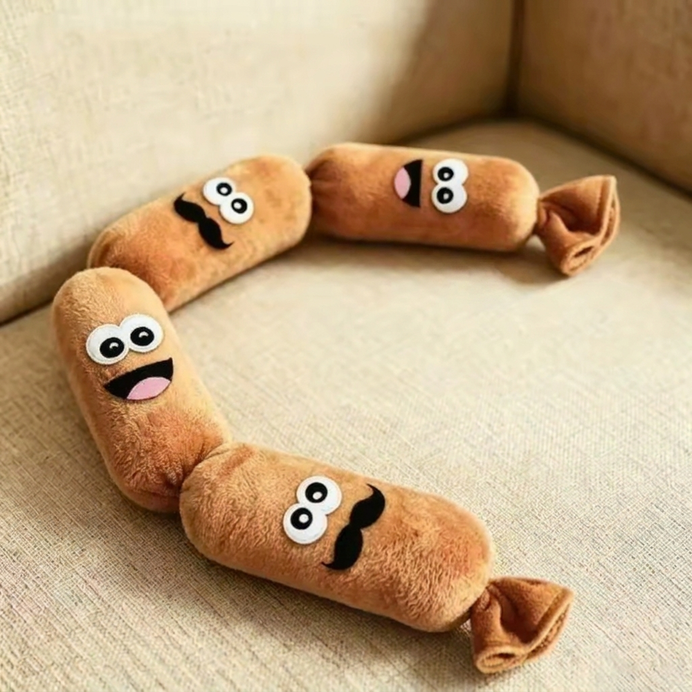 Squeaky Sausage Plush Dog Toy — Crinkle Chew for Happy Solo Play