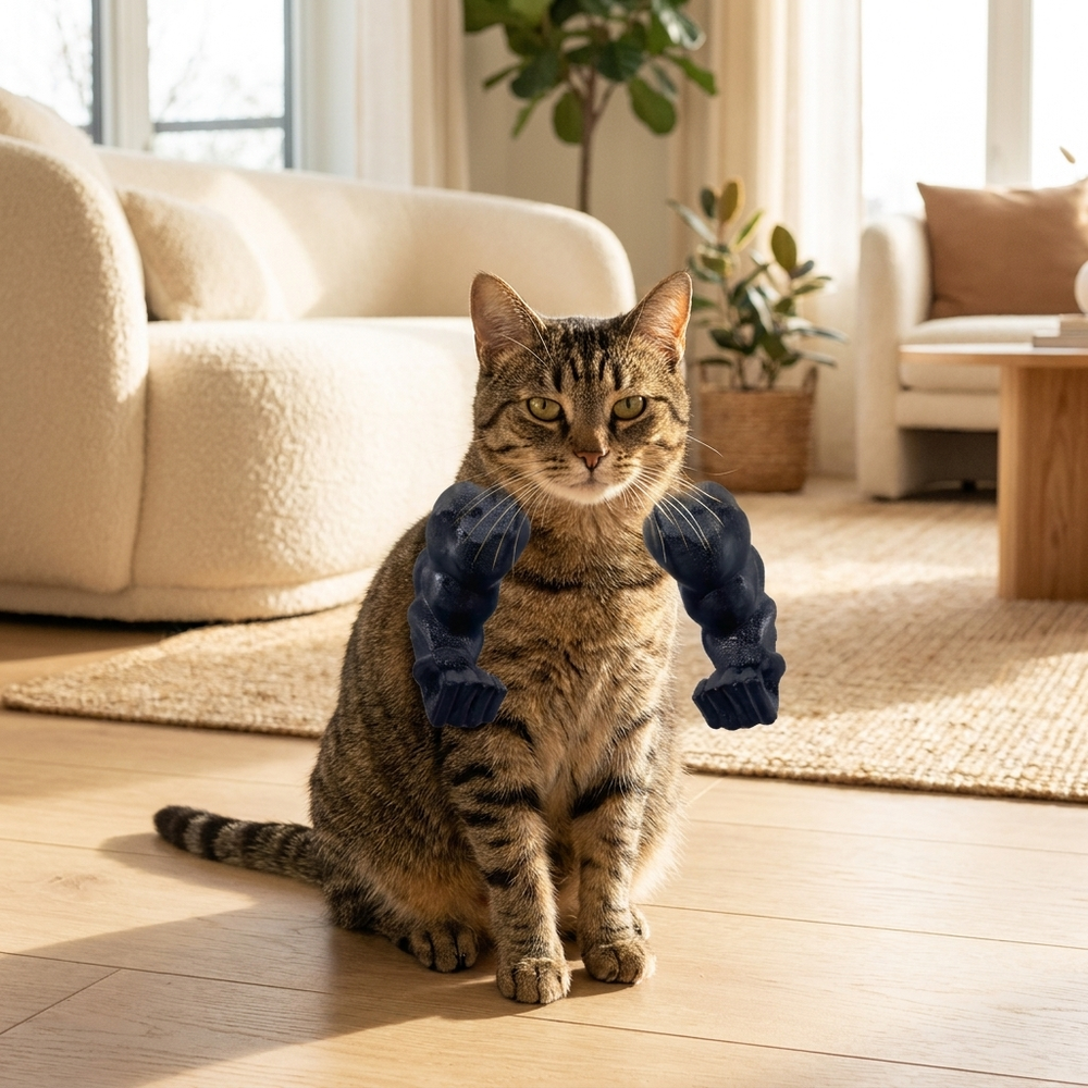 Funny Muscle Arm Cat Costume – lifestyle product photo