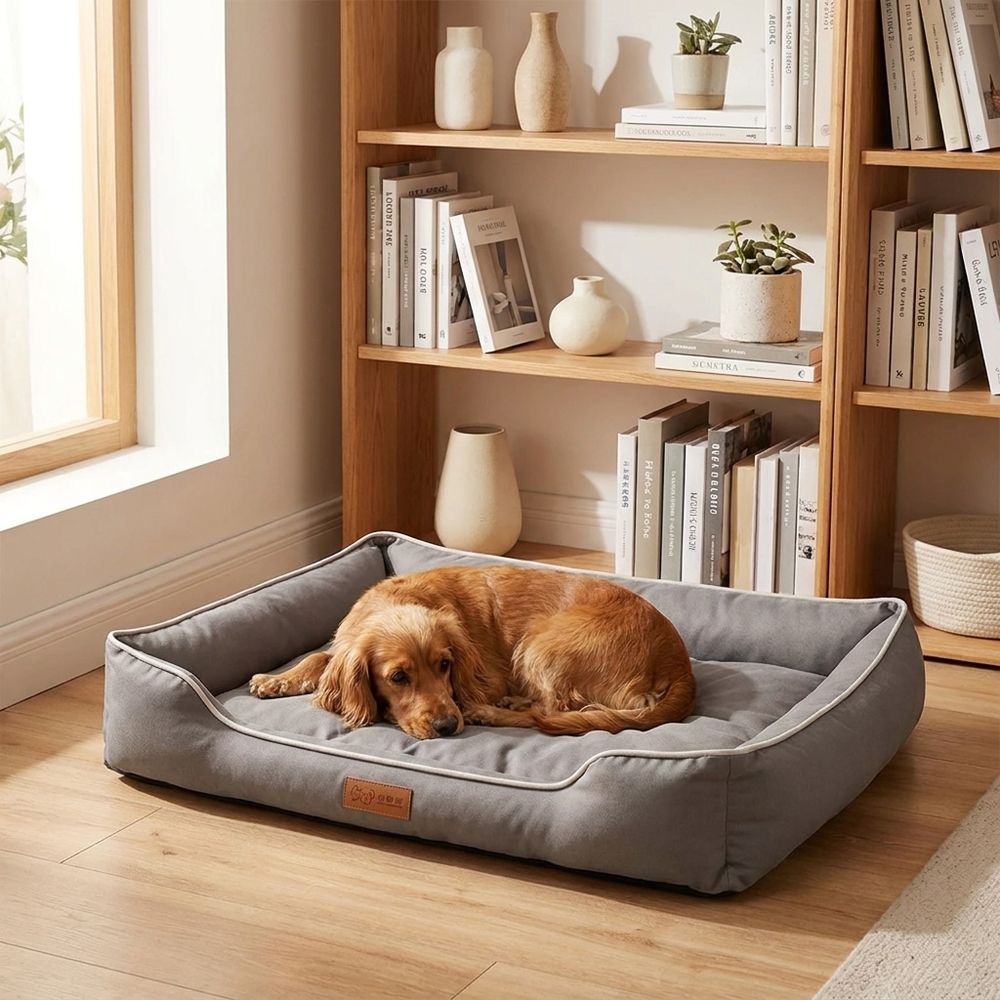 Square Dog Bed Mattress – Waterproof Bite-Resistant Pet Sofa – lifestyle product photo