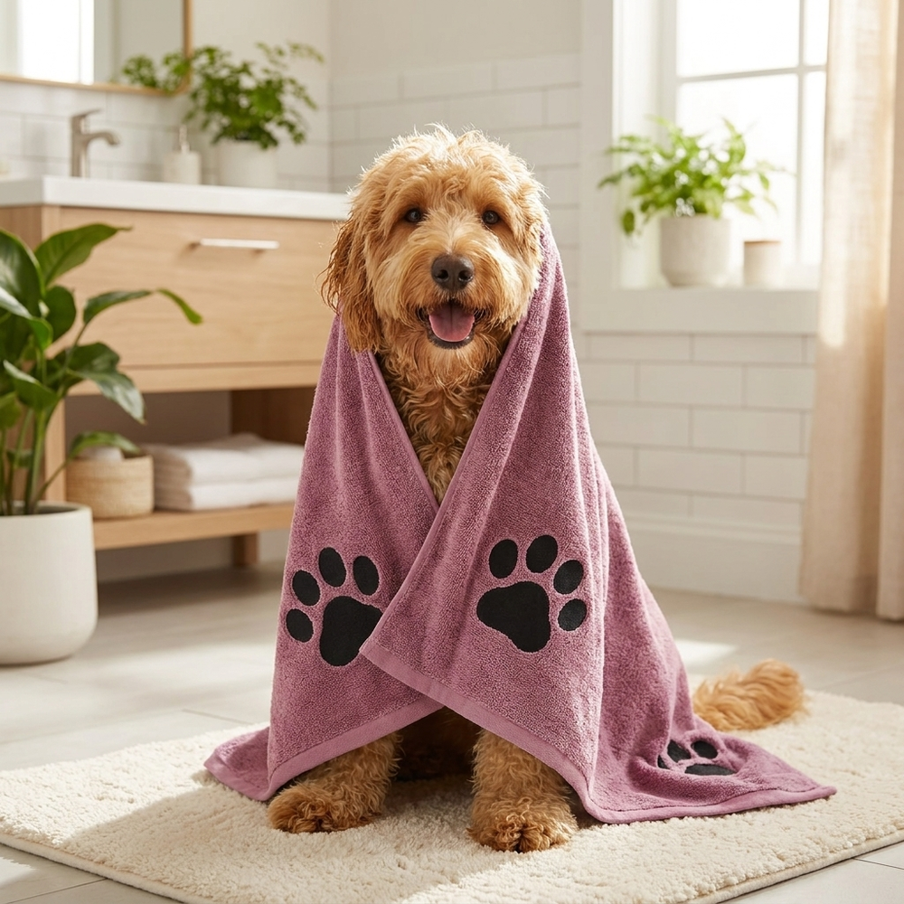 Super-Absorbent Dog Bath Towel – Quick-Dry Grooming Towel – lifestyle product photo