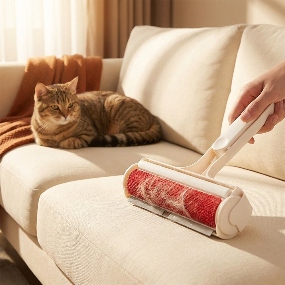 Pet Hair Remover Roller – Reusable Fur Brush for Sofa & Car – lifestyle product photo