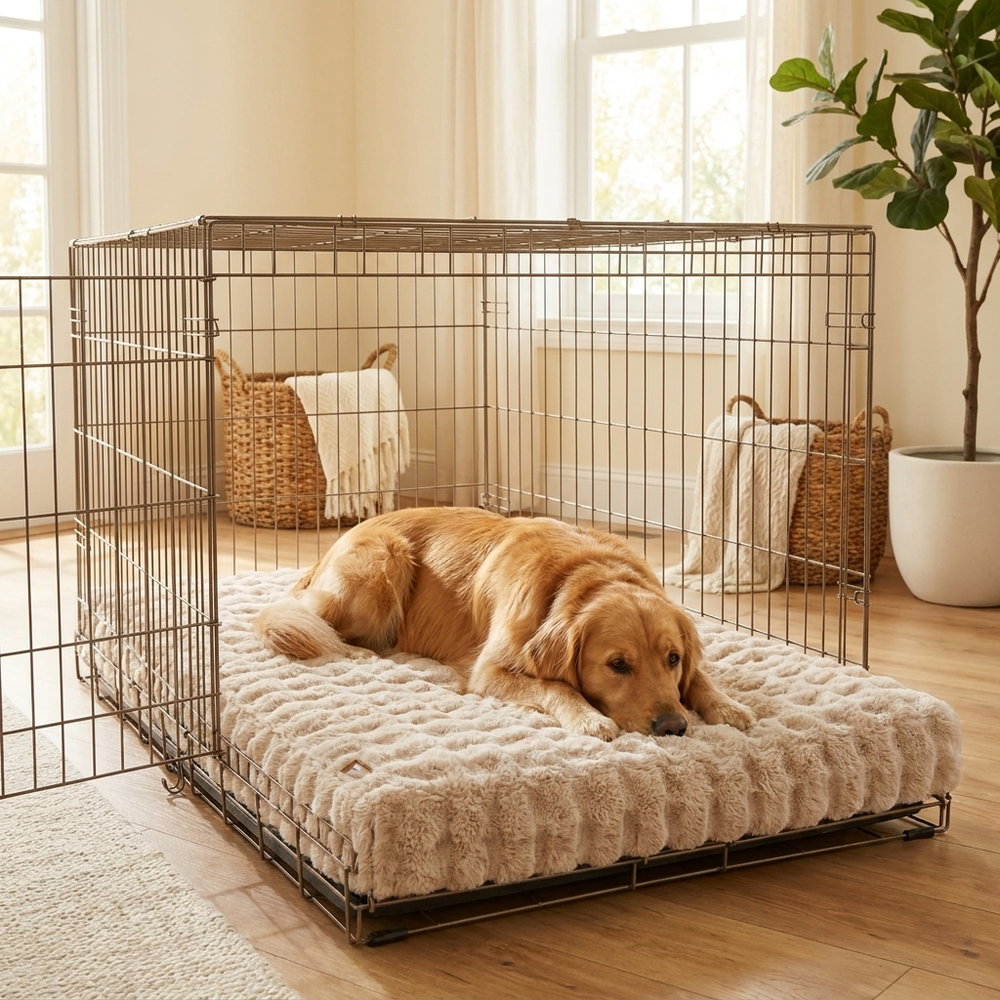 Ultra-Plush Crate Mattress – Washable Cushion Pad for Dog Crates – lifestyle product photo