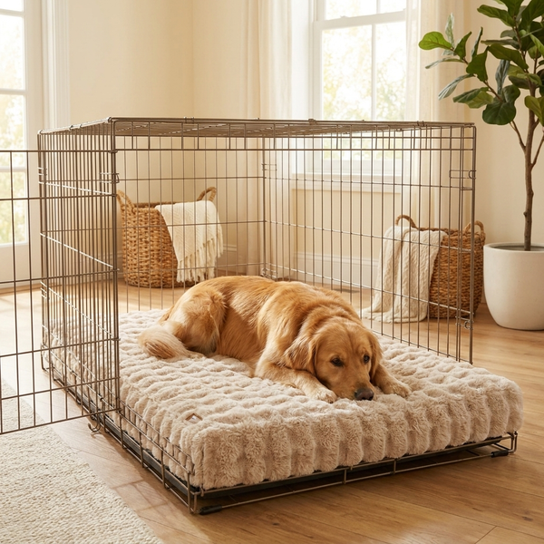 Ultra-Plush Crate Mattress – Washable Cushion Pad for Dog Crates – lifestyle product photo