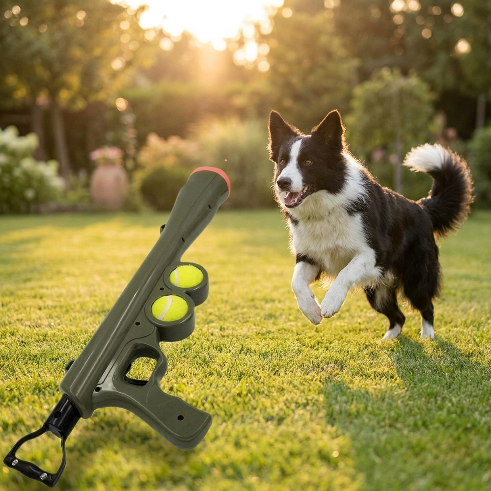 Dog Ball Launcher Toy – Interactive Fetch Trainer with 2 Balls – lifestyle product photo