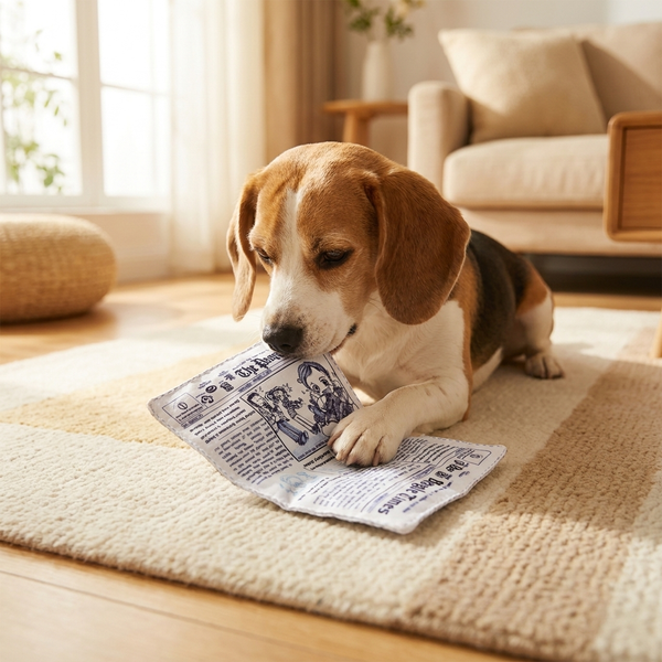 Squeaky Newspaper Dog Toy – Crinkly Bite-Resistant Chew – lifestyle product photo