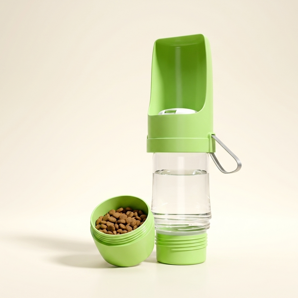 Foldable 2-in-1 Pet Travel Bottle – Water & Food in One Cup