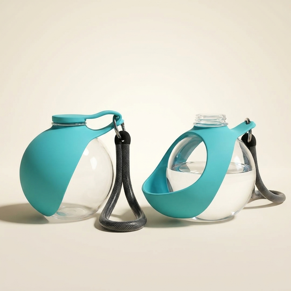 Silicone Dog Travel Bowl with Lanyard – Leak-Proof 285 ml