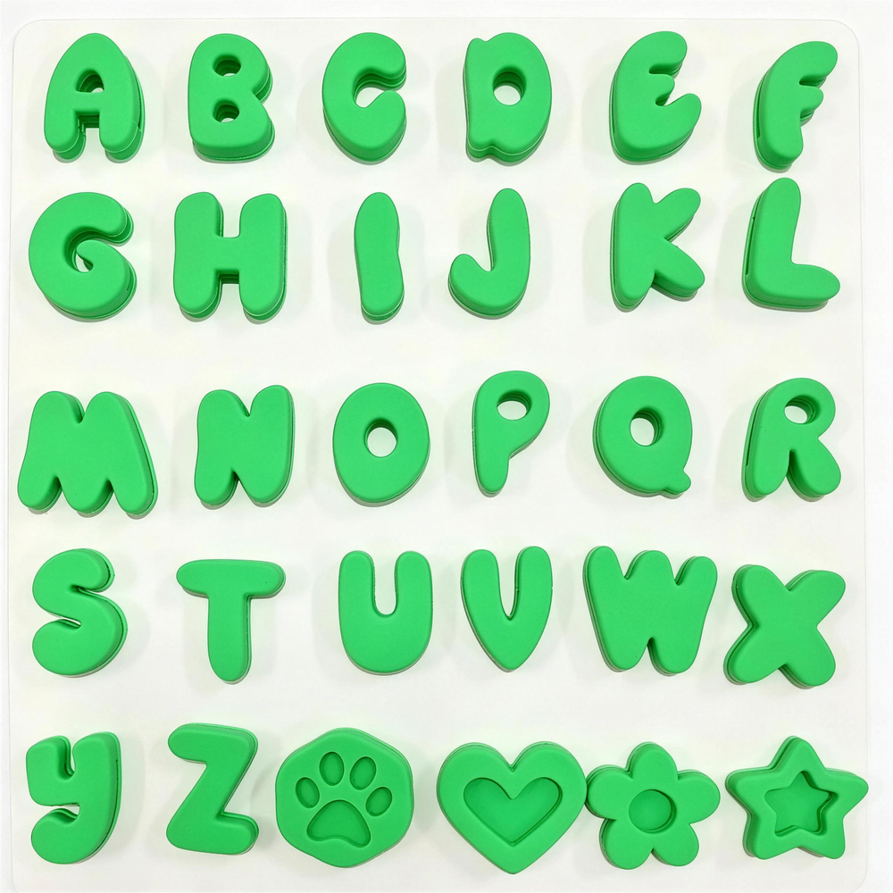 Light green silicone pet name charms - full 30-piece A to Z set