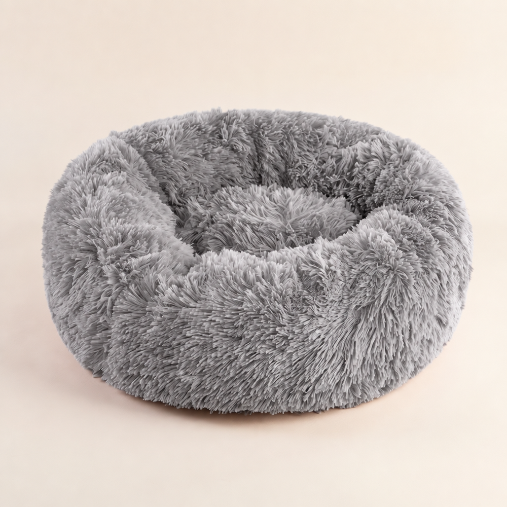 Faux Fur Donut Bed – Gray