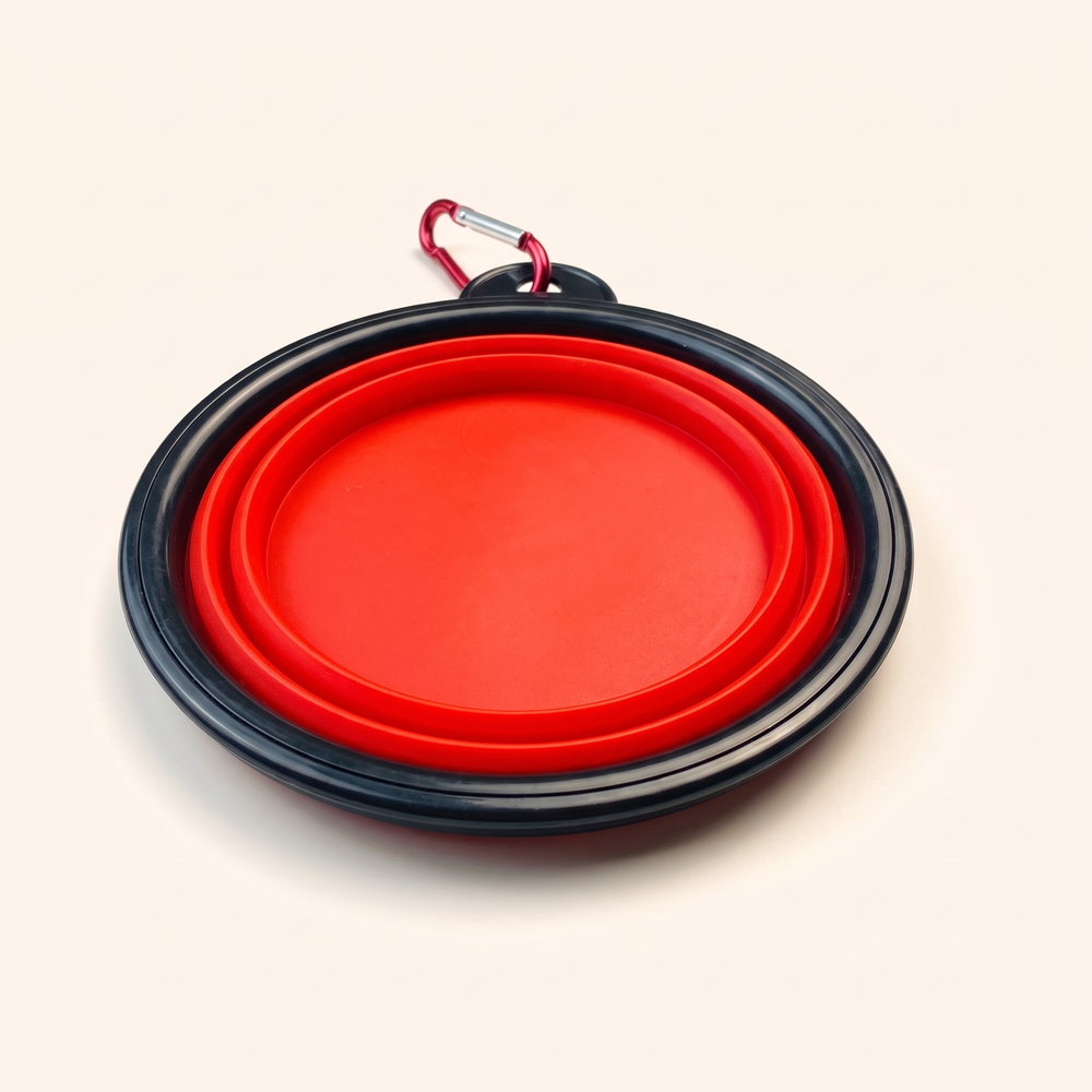 Collapsible silicone dog bowl folded flat - second angle