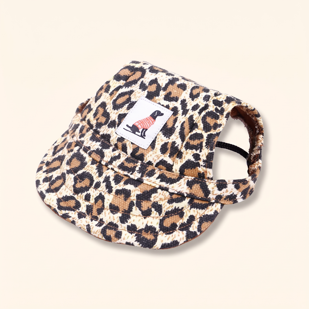 Leopard print dog baseball cap with ear holes