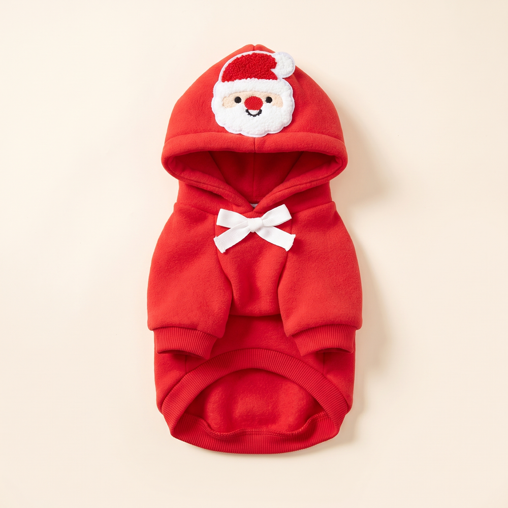 Red Santa dog hoodie – product photo
