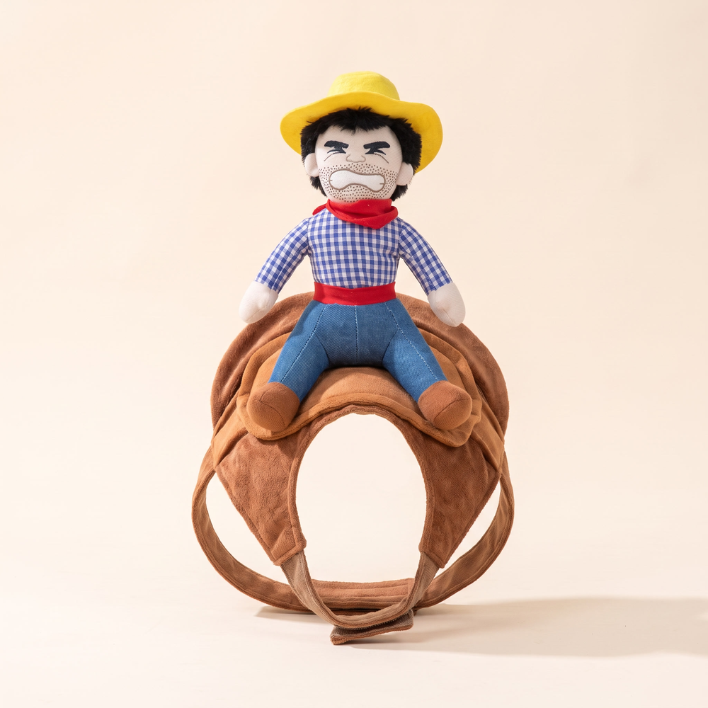 Cowboy rider dog costume - saddle with stuffed cowboy figure