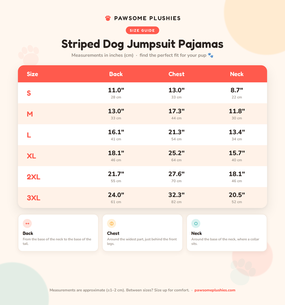 Striped Dog Jumpsuit Pajamas — Soft Full-Body PJs for Dogs