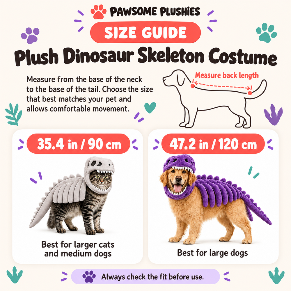 Plush Dinosaur Skeleton Pet Costume – detail view 3
