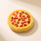 Round pepperoni pizza plush squeaky dog toy